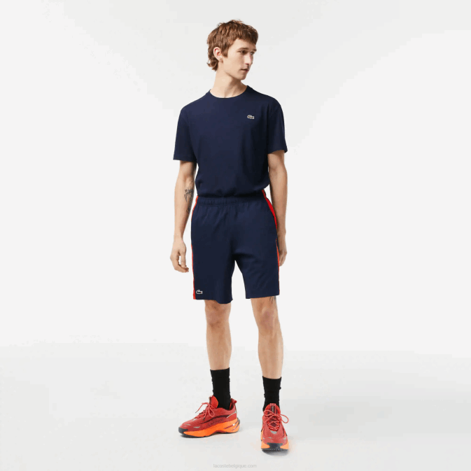 bleu marine rouge orange xii V6HV426 Hommes Lacoste short de tennis en polyester recyclé