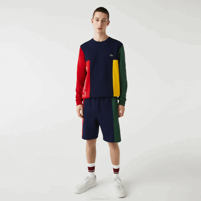 bleu marine rouge vert bls V6HV1515 Hommes Lacoste short en molleton de coton à logo