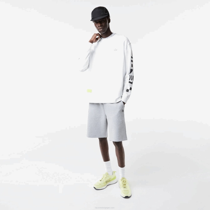 gris chiné cca V6HV1355 Hommes Lacoste short à imprimé réfléchissant