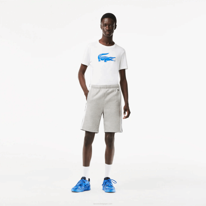 gris chine noir blanc sj1 V6HV455 Hommes Lacoste short color block en molleton brossé