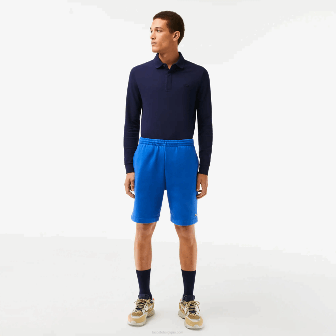 kxb bleu V6HV449 Hommes Lacoste short en molleton de coton bio brossé