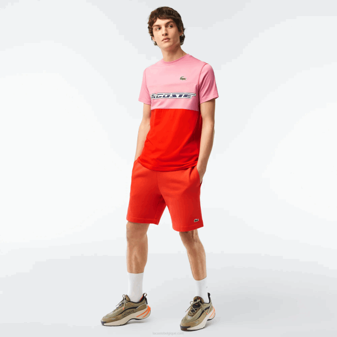 orange 02k V6HV453 Hommes Lacoste short en molleton de coton bio brossé