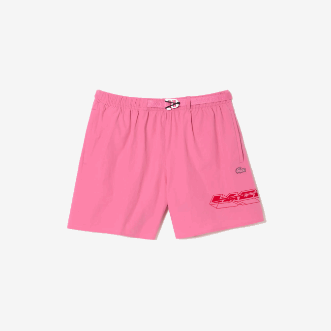 rose 2r3 V6HV527 Hommes Lacoste short de bain à bande logo à séchage rapide