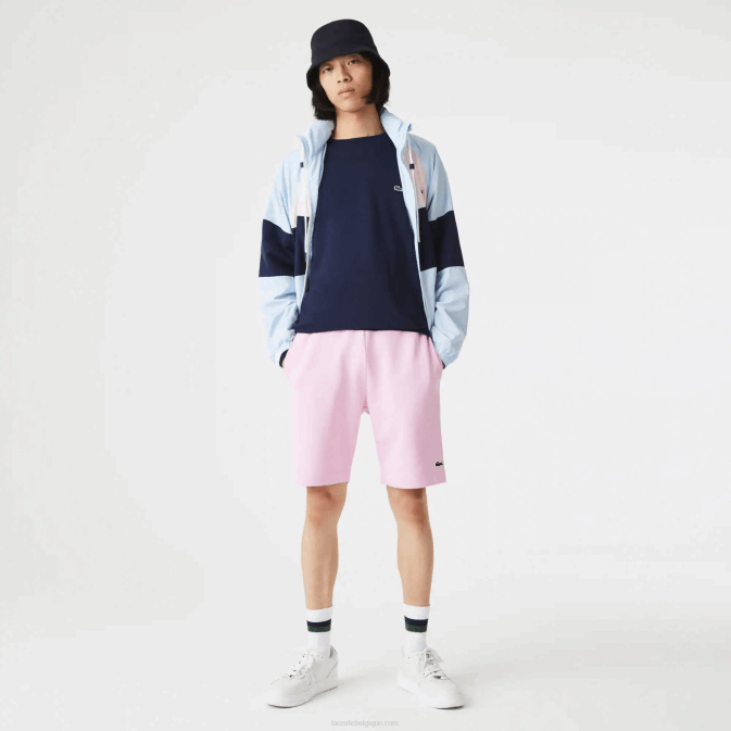 rose z4h V6HV1576 Hommes Lacoste short en molleton de coton bio brossé