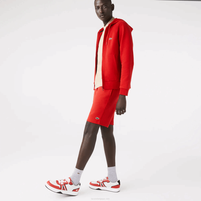 rouge 240 V6HV1373 Hommes Lacoste short en molleton de coton bio brossé