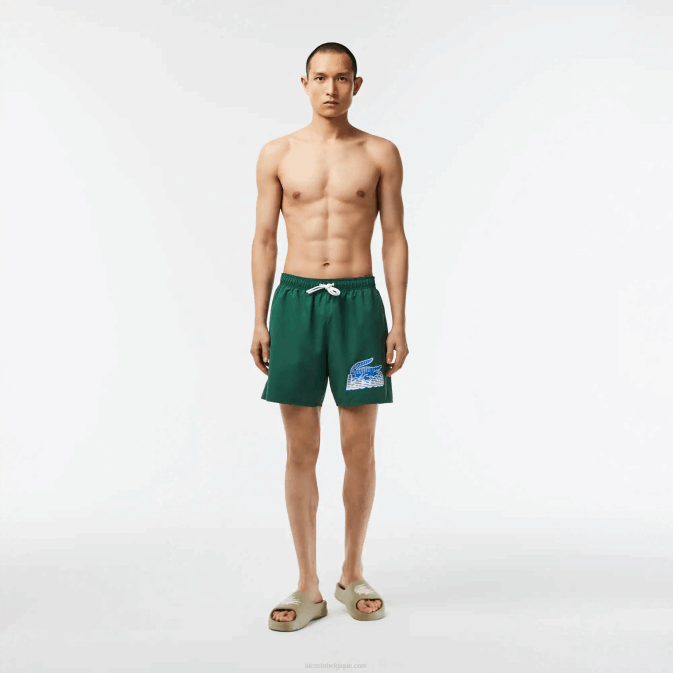 vert 132 V6HV519 Hommes Lacoste maillot de bain à séchage rapide avec sac de voyage