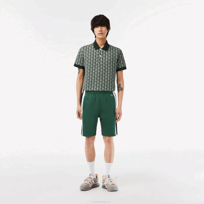 vert bleu marine blanc wn7 V6HV456 Hommes Lacoste short color block en molleton brossé