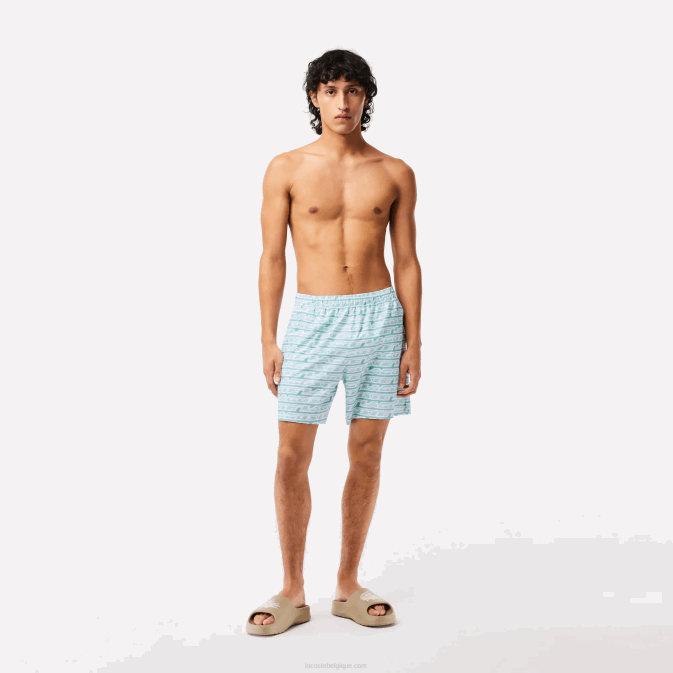 vert clair cr5 V6HV525 Hommes Lacoste maillot de bain imprimé bicolore