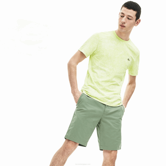 vert s86 V6HV553 Hommes Lacoste short slim en gabardine stretch
