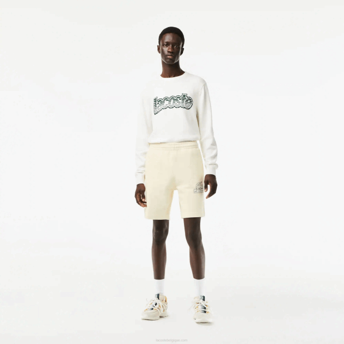 xfj blanc V6HV486 Hommes Lacoste short en molleton de coton bio non gratté