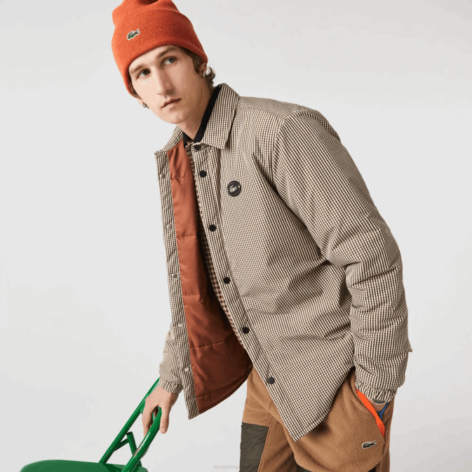 beige marine vert kaki 87e V6HV1549 Hommes Lacoste surchemise déperlante à carreaux