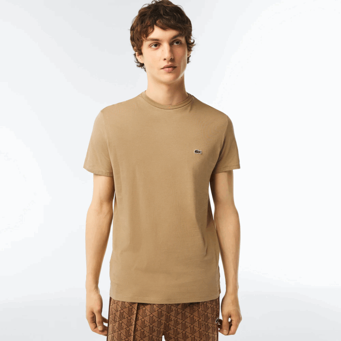 beige cb8 V6HV57 Hommes Lacoste t-shirt en jersey de coton pima à col rond