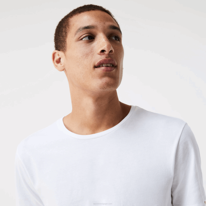 blanc 001 V6HV1350 Hommes Lacoste lot de 3 t-shirts en coton à col rond