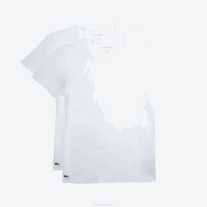 blanc 001 V6HV1542 Hommes Lacoste lot de 2 t-shirts lounge en coton à col rond