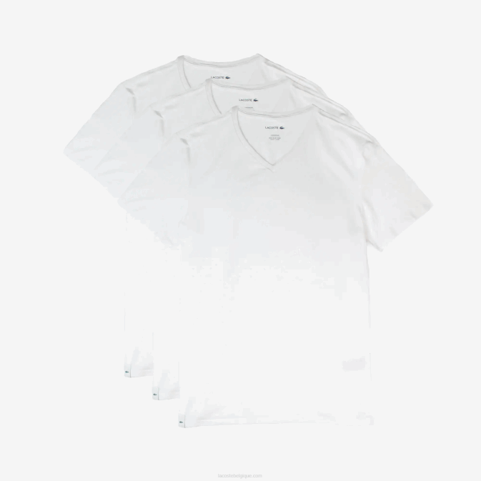 blanc 001 V6HV1579 Hommes Lacoste lot de 3 t-shirts lounge