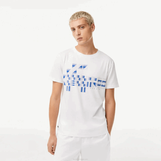 blanc 001 V6HV603 Hommes Lacoste t-shirt imprimé sport x novak djokovic