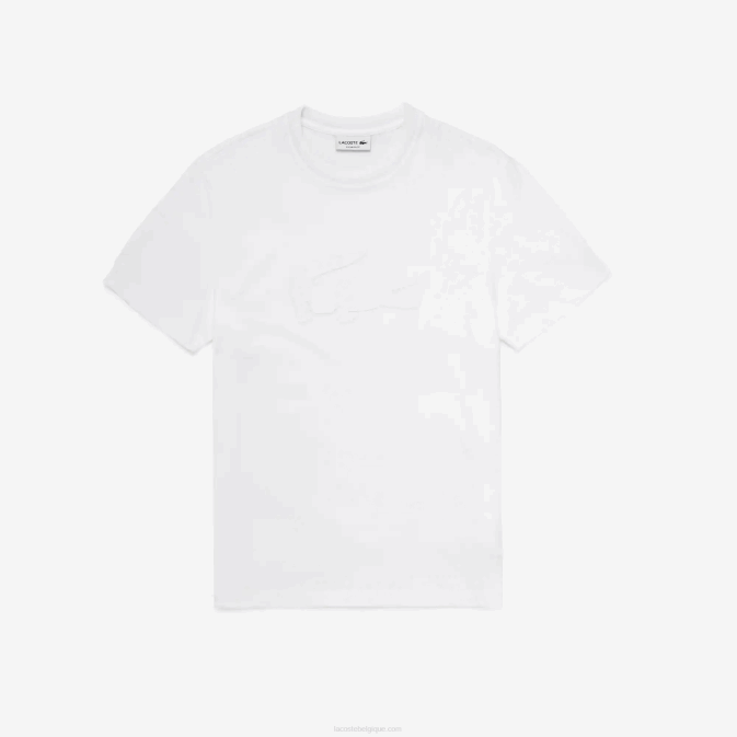 blanc 001 V6HV628 Hommes Lacoste t-shirt de sport imprimé respirant