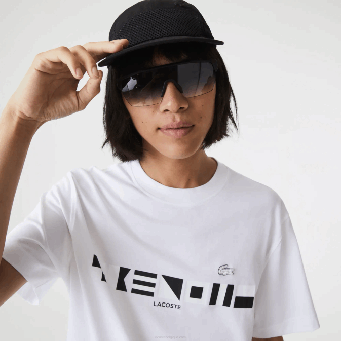 blanc 001 V6HV661 Hommes Lacoste t-shirt imprimé à coupe décontractée