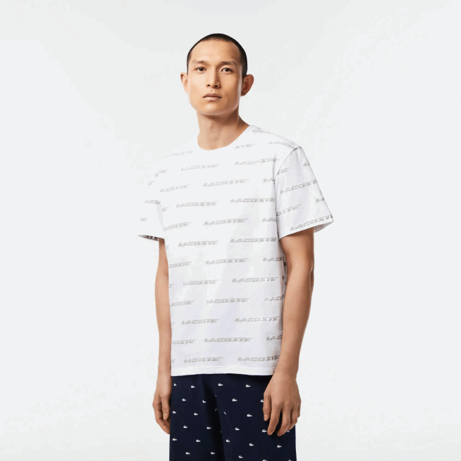 blanc vert kaki gy8 V6HV502 Hommes Lacoste t-shirt à logo imprimé