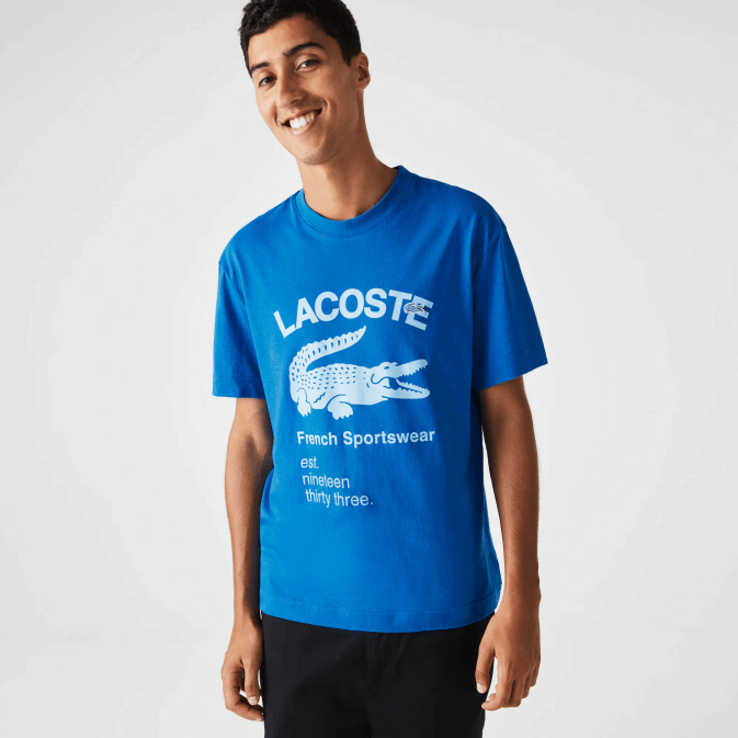 bleu k1q V6HV700 Hommes Lacoste t-shirt ample en crocodile