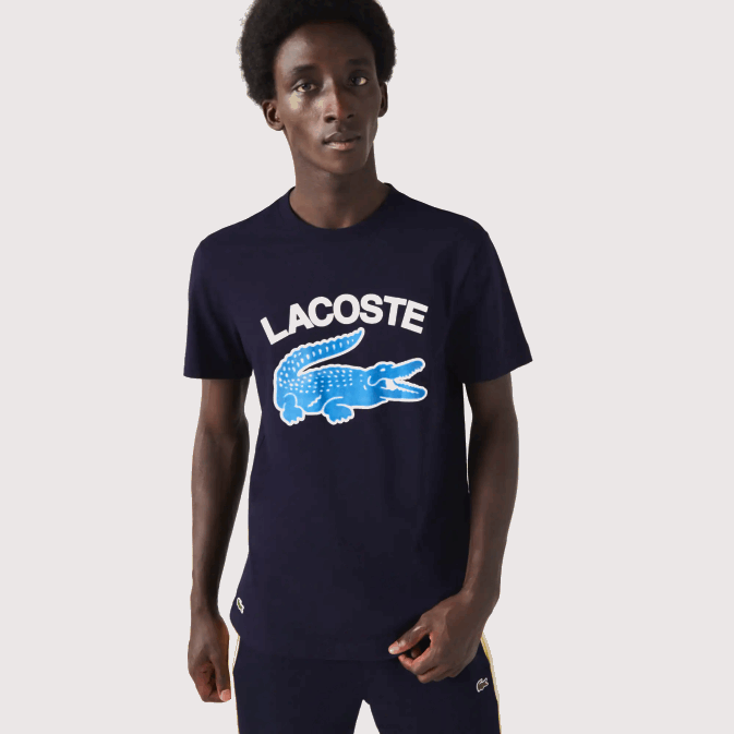 bleu marine 166 V6HV571 Hommes Lacoste t-shirt coupe classique xl imprimé crocodile