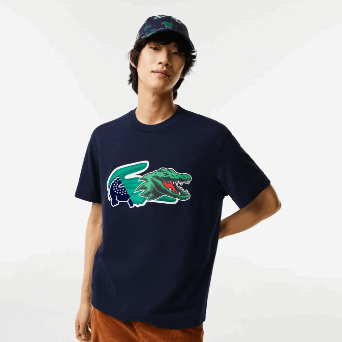 bleu marine 166 V6HV607 Hommes Lacoste t-shirt oversize en crocodile coupe décontractée