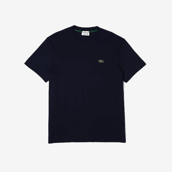 bleu marine 166 V6HV96 Hommes Lacoste t-shirt en coton bio à col rond