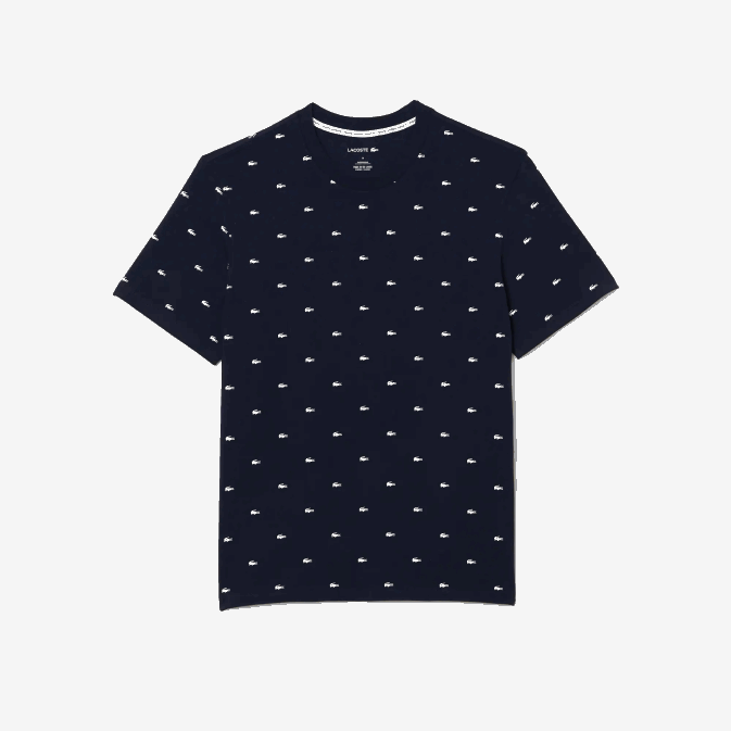 bleu marine blanc 525 V6HV1329 Hommes Lacoste t-shirt d'intérieur en coton stretch imprimé crocodile