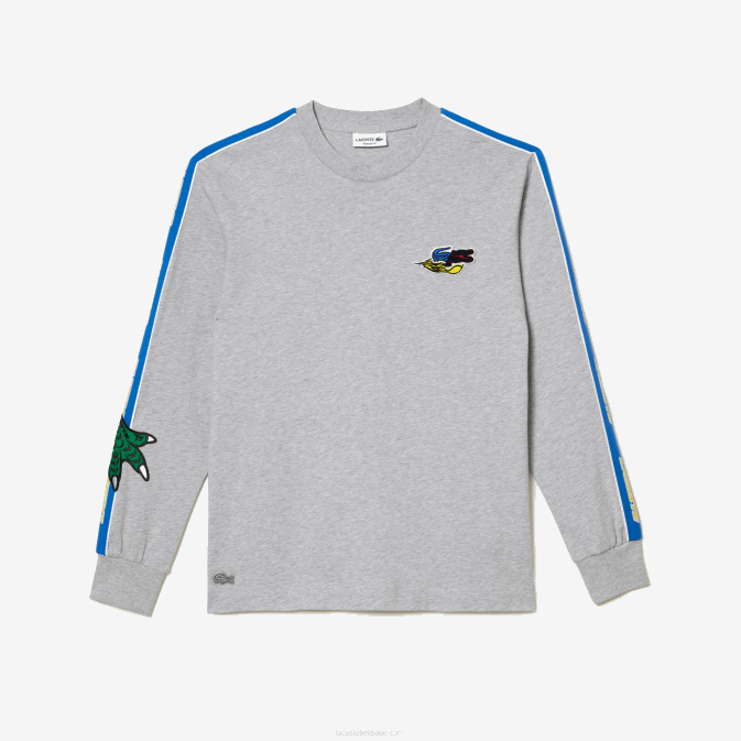 gris chiné cca V6HV719 Hommes Lacoste t-shirt à logo