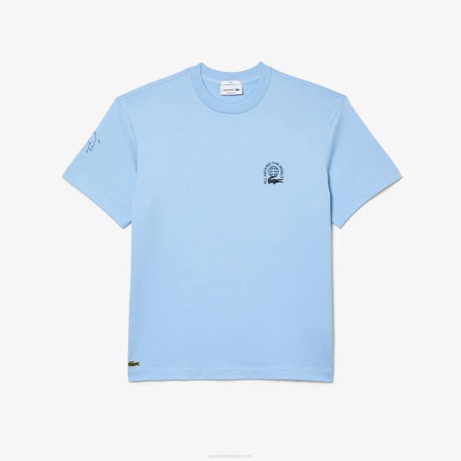 hbp bleu V6HV225 Hommes Lacoste t-shirt ample en jersey de coton bio