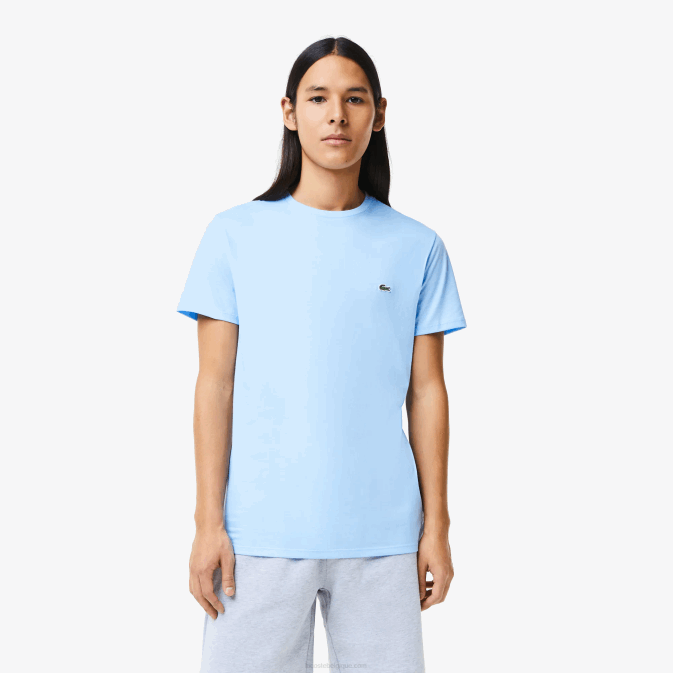 hbp bleu V6HV680 Hommes Lacoste t-shirt en jersey de coton pima à col rond