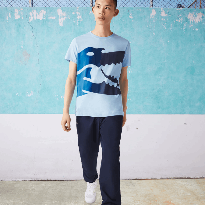 hbp bleu V6HV872 Hommes Lacoste t-shirt sport novak djokovic croco en coton bio