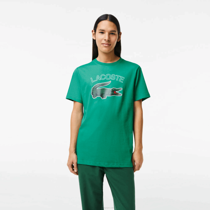 hd2 vert V6HV842 Hommes Lacoste t-shirt sport en jersey à imprimé crocodile