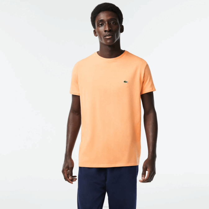 heb orange clair V6HV62 Hommes Lacoste t-shirt en jersey de coton pima à col rond