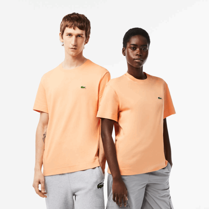 heb orange clair V6HV98 Hommes Lacoste t-shirt en coton bio à col rond