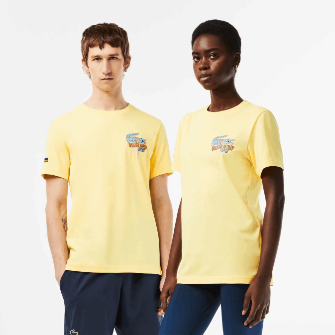 jaune 107 V6HV216 Hommes Lacoste t-shirt sport miami open edition
