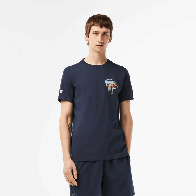 kxe bleu V6HV217 Hommes Lacoste t-shirt sport miami open edition