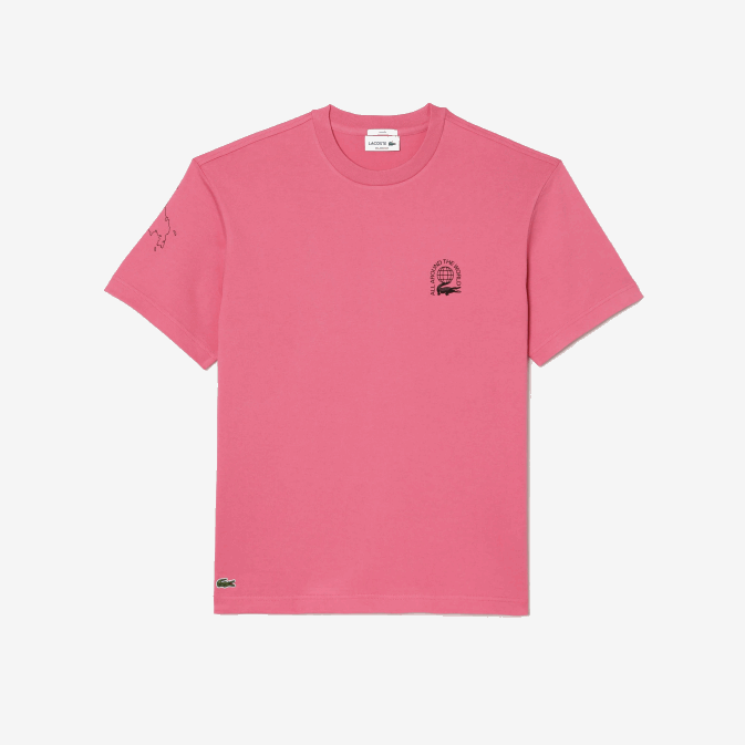 rose 2r3 V6HV226 Hommes Lacoste t-shirt ample en jersey de coton bio