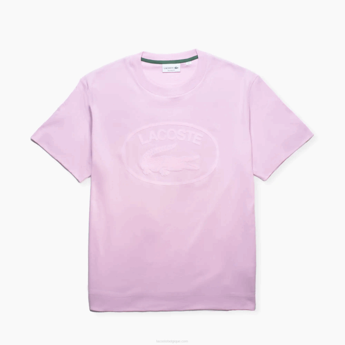 rose z4h V6HV1531 Hommes Lacoste t-shirt coupe décontractée en coton ton sur ton avec logo