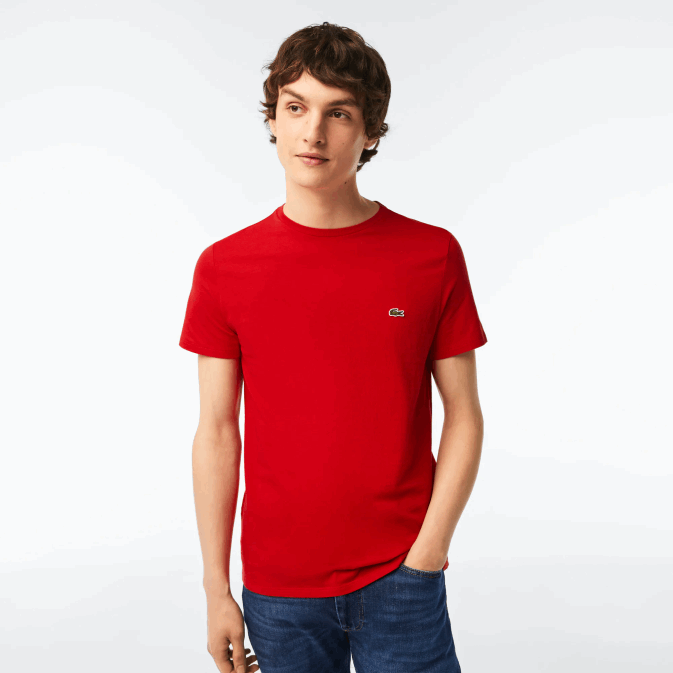 rouge 240 V6HV664 Hommes Lacoste t-shirt en jersey de coton pima à col rond