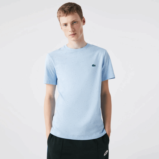 turquoise 733 V6HV747 Hommes Lacoste t-shirt regular fit en jersey de coton imprimé moucheté