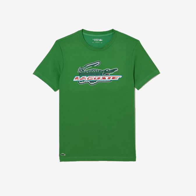 vert l94 V6HV143 Hommes Lacoste t-shirt sport coupe classique en coton bio