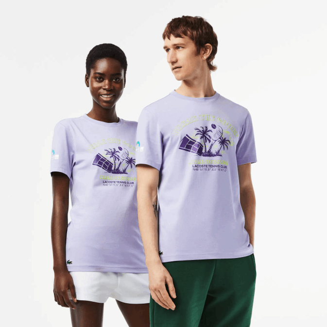 violet 3k0 V6HV212 Hommes Lacoste t-shirt sport miami open edition