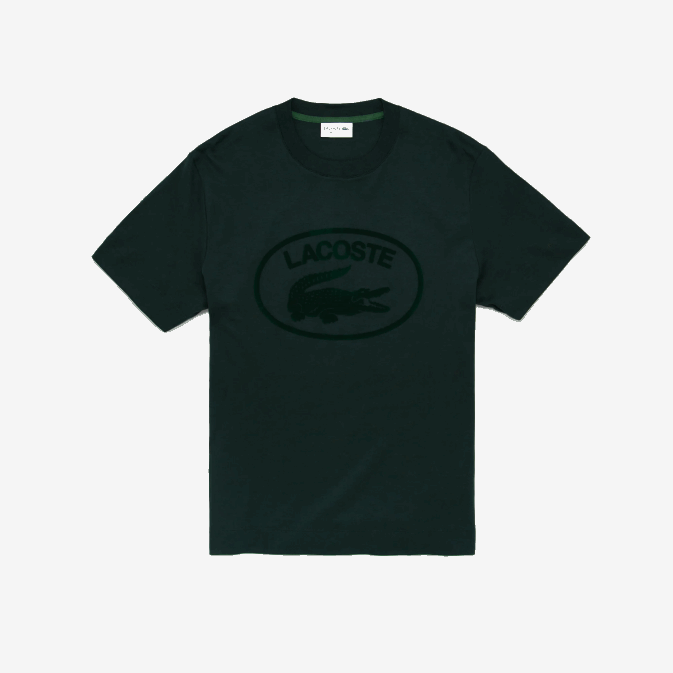 yzp vert V6HV134 Hommes Lacoste t-shirt coupe décontractée en coton ton sur ton avec logo