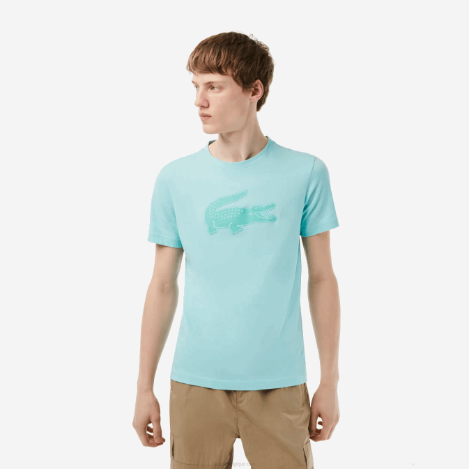 zki vert clair V6HV86 Hommes Lacoste t-shirt sport en jersey respirant crocodile imprimé 3d