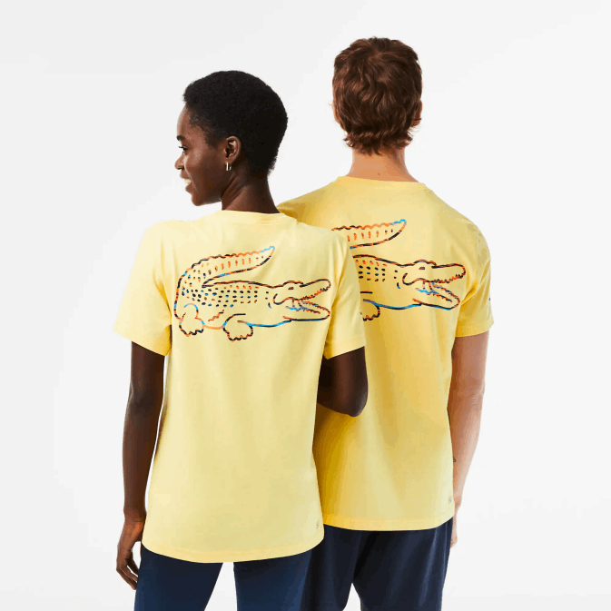 jaune 107 V6HV216 Hommes Lacoste t-shirt sport miami open edition