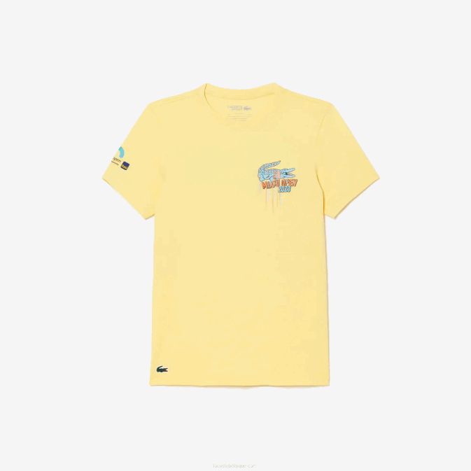 jaune 107 V6HV216 Hommes Lacoste t-shirt sport miami open edition
