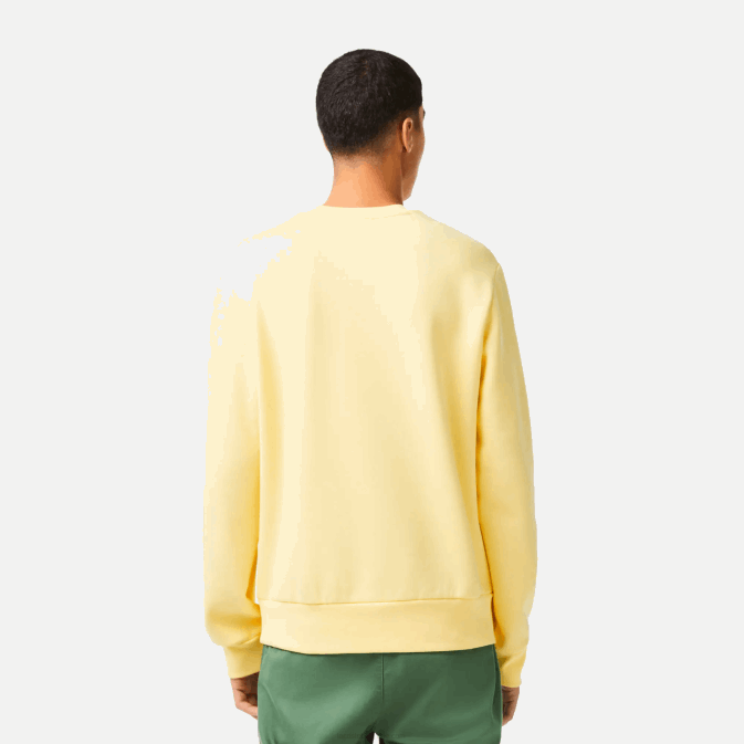 jaune 107 V6HV271 Hommes Lacoste sweat-shirt en coton bio brossé