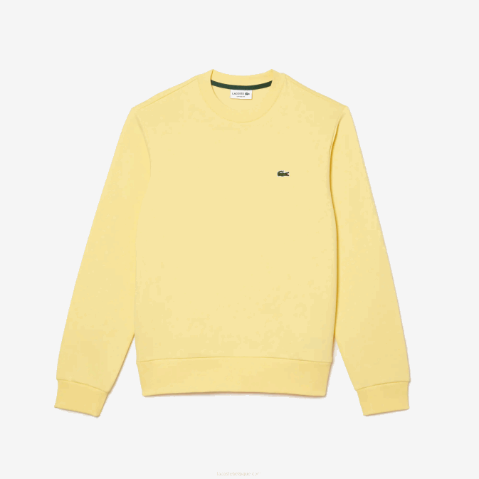 jaune 107 V6HV271 Hommes Lacoste sweat-shirt en coton bio brossé
