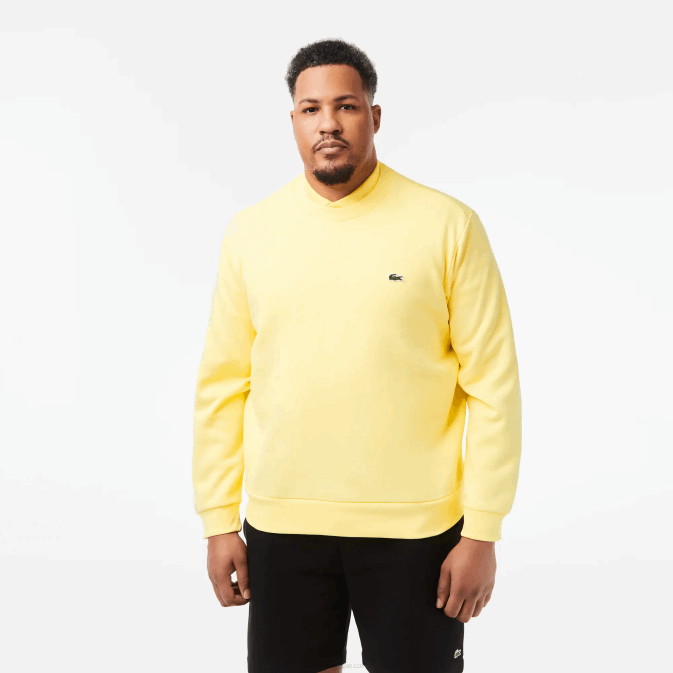 jaune 107 V6HV271 Hommes Lacoste sweat-shirt en coton bio brossé
